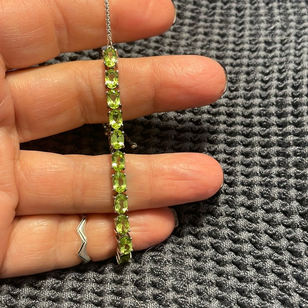 Peridot Gemstone & Sterling Silver Bracelet adjustable